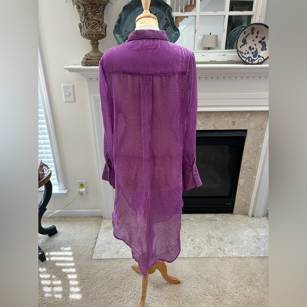 Anthropologie/Akemi + Kin Purple Longline Button-Up Shirt/Dress - Picture 8 of 10
